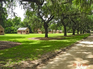 Slave quarters lining the Avenue of the Oaks