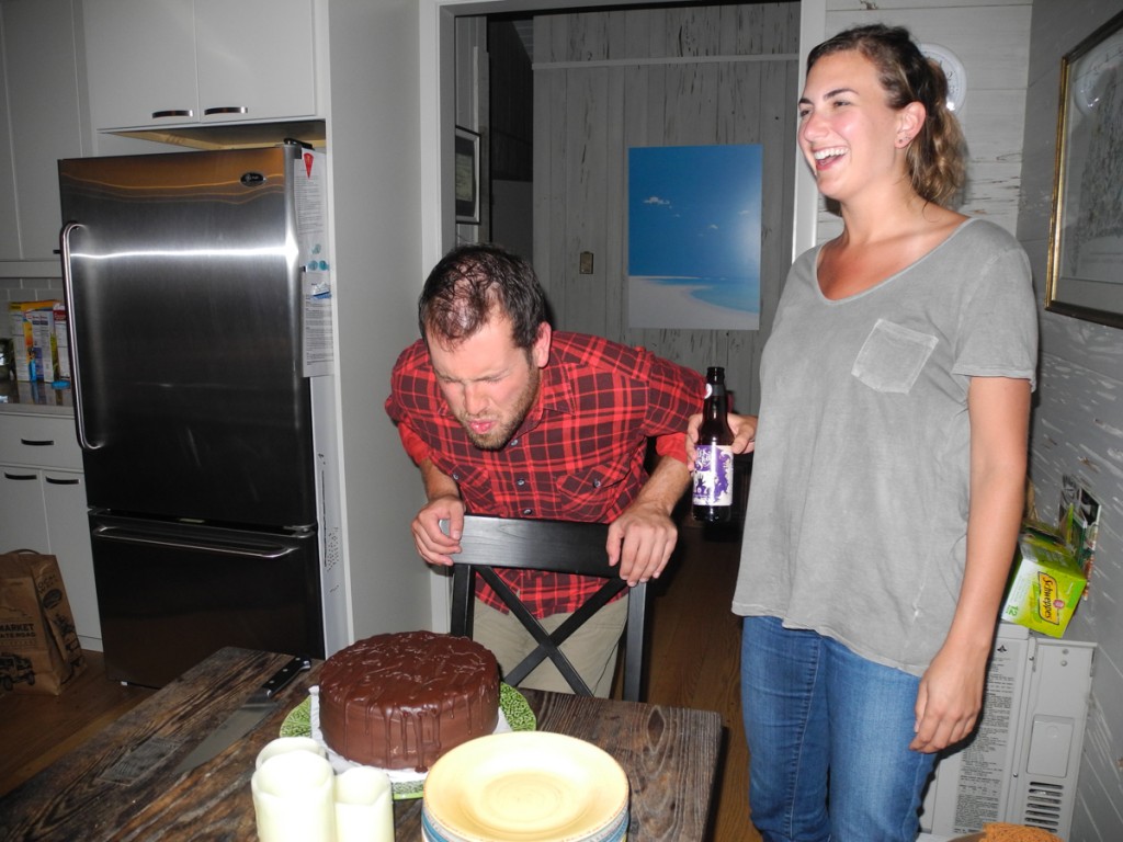 Celebrating Dave's birthday sans candles
