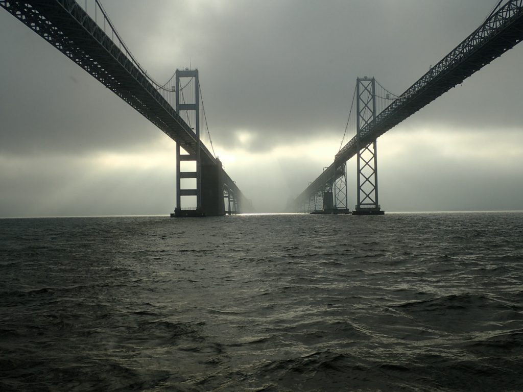Cruising under the Chesapeake Bay bridge